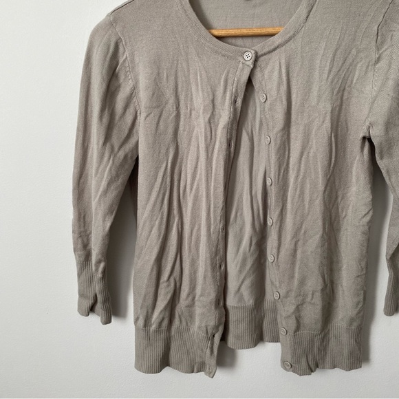 MAK Silver Tan Buttoned Down Sweater Cardigan Women’s Medium - Picture 3 of 4